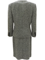 ツイードノーカラーセットアップ ホワイト/ブラック