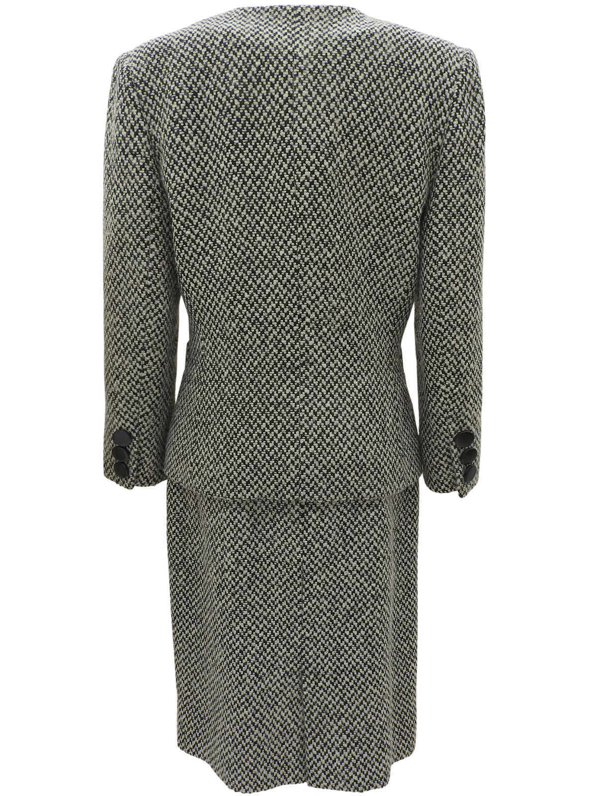 ツイードノーカラーセットアップ ホワイト/ブラック