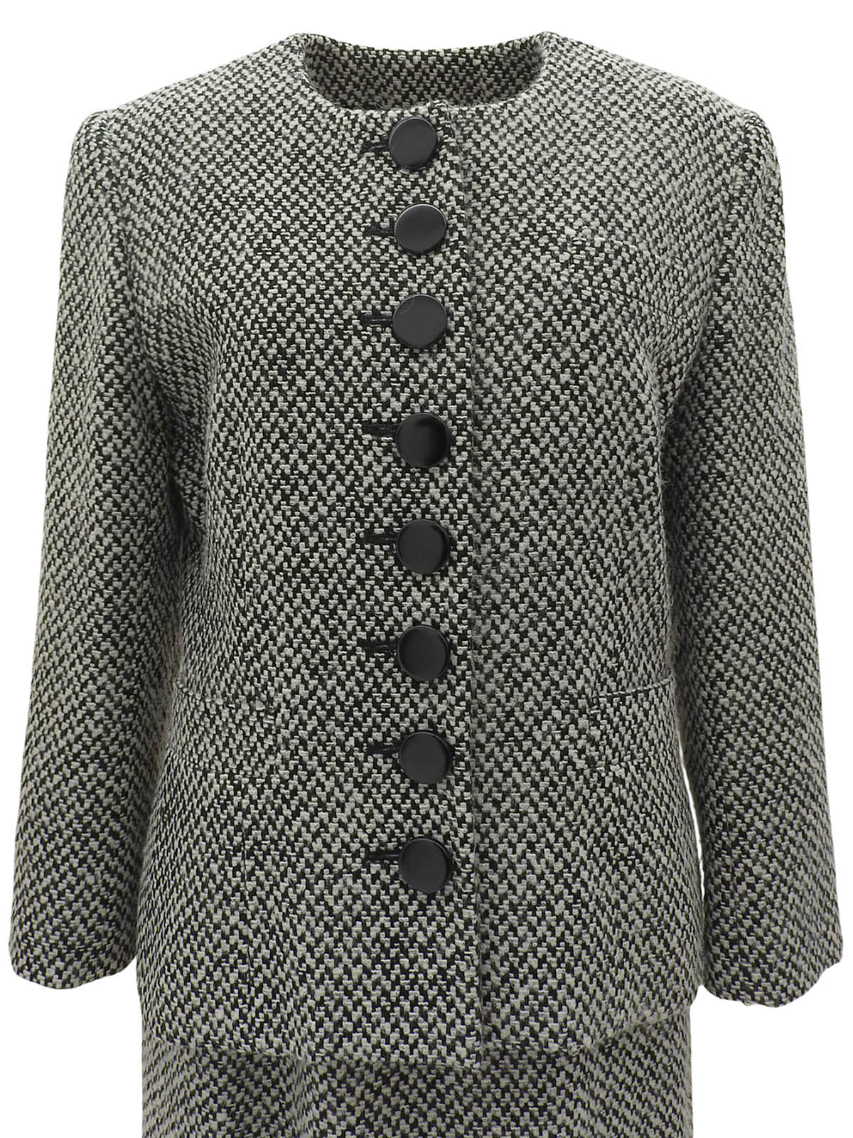 ツイードノーカラーセットアップ ホワイト/ブラック