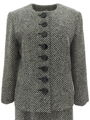 ツイードノーカラーセットアップ ホワイト/ブラック