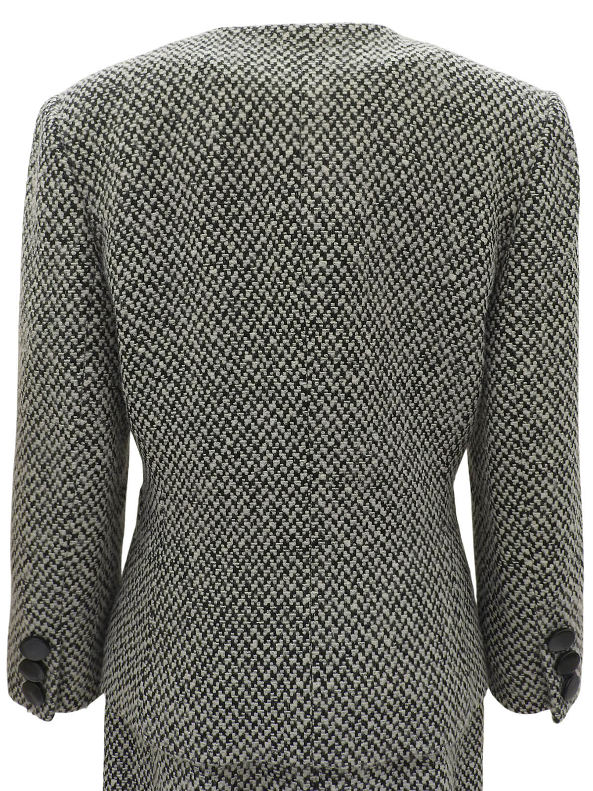 ツイードノーカラーセットアップ ホワイト/ブラック