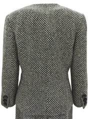 ツイードノーカラーセットアップ ホワイト/ブラック