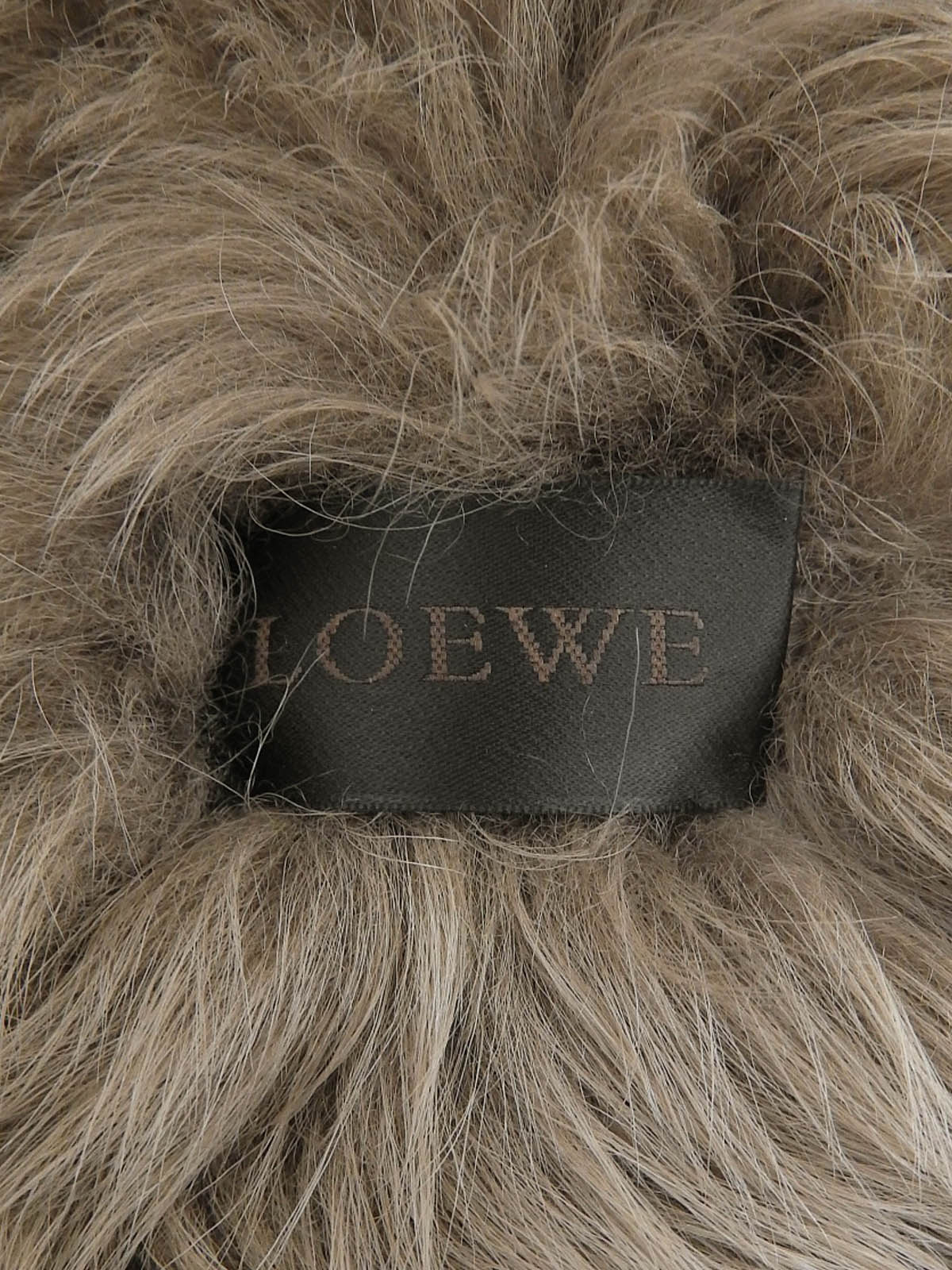 Suede and Faux Fur Combination Long Coat Greige