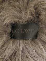 Suede and Faux Fur Combination Long Coat Greige