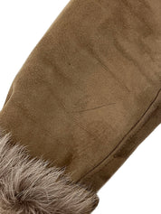 Suede and Faux Fur Combination Long Coat Greige