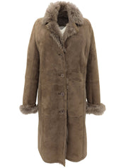 スエードファーコンビロングコート グレージュ