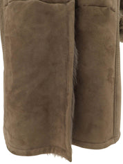 スエードファーコンビロングコート グレージュ