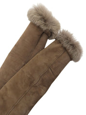 スエードファーコンビロングコート グレージュ