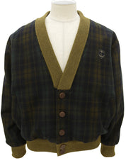 Check Pattern Horse Carriage Button Blouson in Khaki/Multi