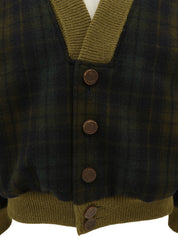 Check Pattern Horse Carriage Button Blouson in Khaki/Multi