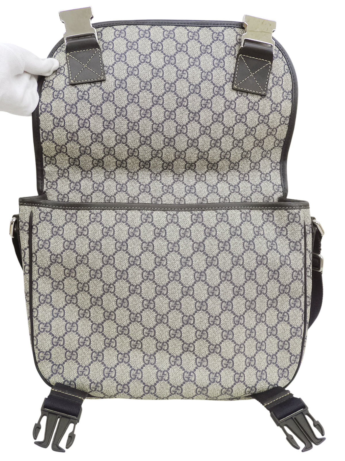 GG Pattern Messenger Bag Beige/Navy