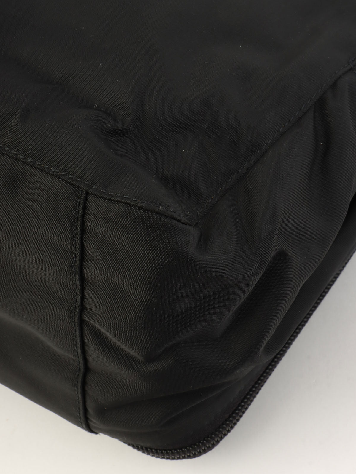 Nylon logo plate mini handbag in black