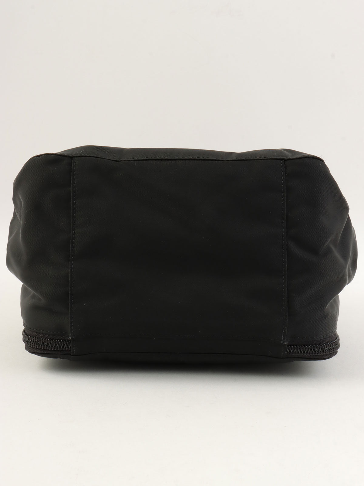Nylon logo plate mini handbag in black