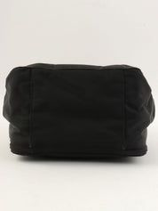 Nylon logo plate mini handbag in black