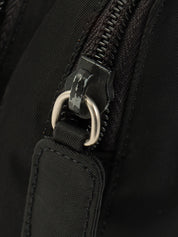 Nylon logo plate mini handbag in black