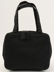 Nylon logo plate mini handbag in black
