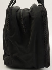 Nylon logo plate mini handbag in black