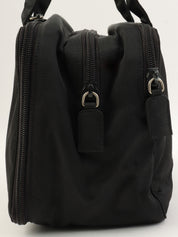 Nylon logo plate mini handbag in black