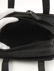 Nylon logo plate mini handbag in black