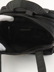 Nylon logo plate mini handbag in black