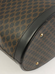 マカダムパターンロゴエンボスハンドバッグ ブラウン/ブラック