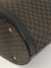 マカダムパターンロゴエンボスハンドバッグ ブラウン/ブラック