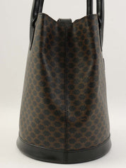 マカダムパターンロゴエンボスハンドバッグ ブラウン/ブラック