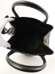 マカダムパターンロゴエンボスハンドバッグ ブラウン/ブラック