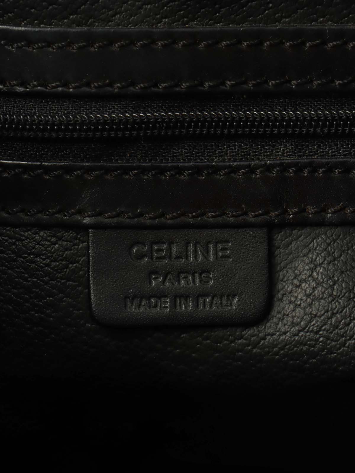 マカダムパターンロゴエンボスハンドバッグ ブラウン/ブラック