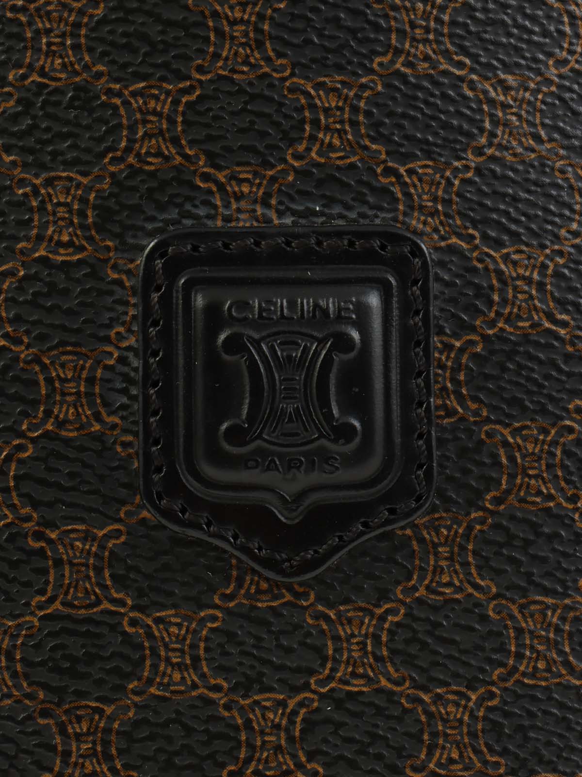 マカダムパターンロゴエンボスハンドバッグ ブラウン/ブラック