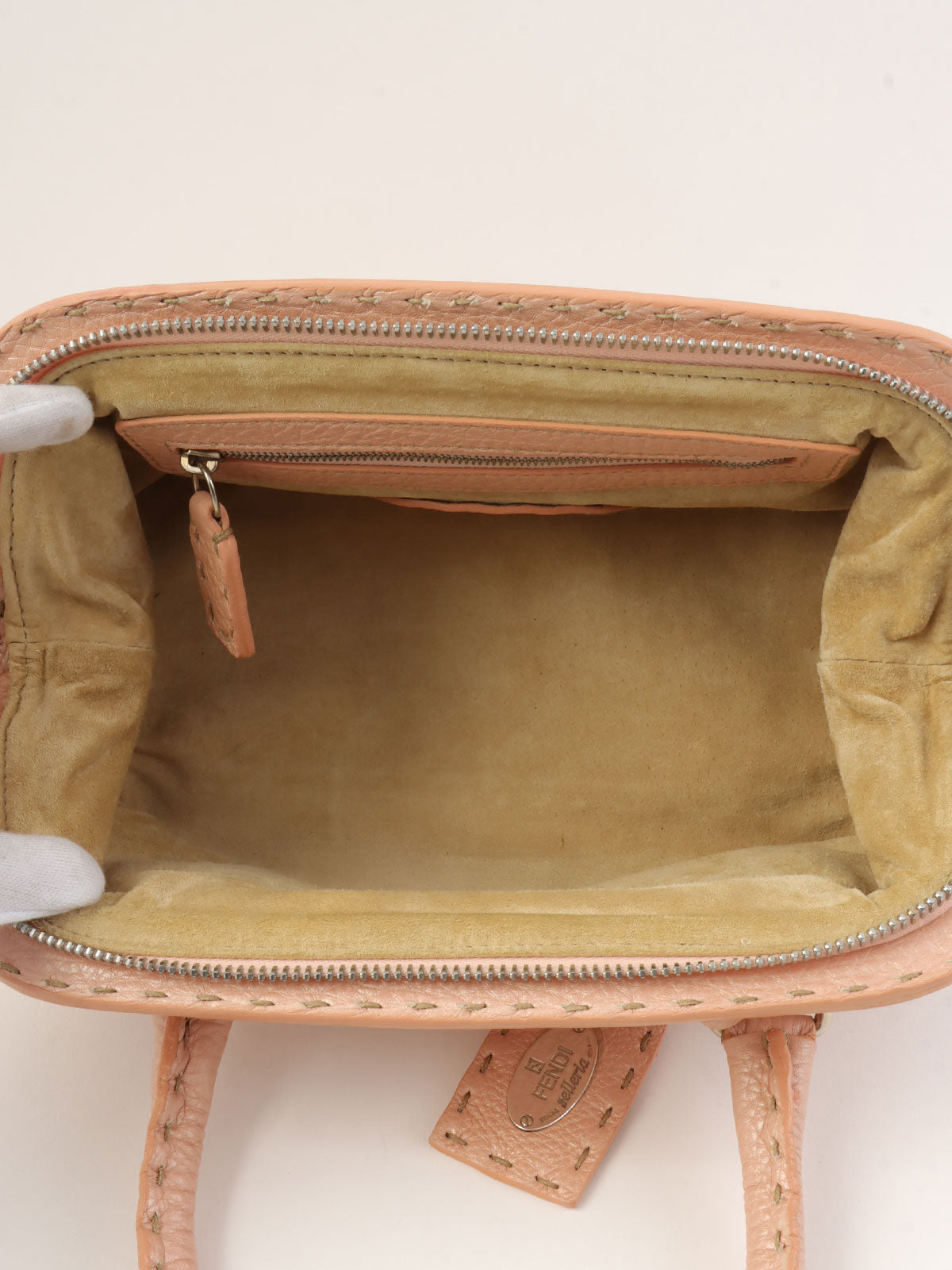 ロゴプレートハンドバッグ ピンク