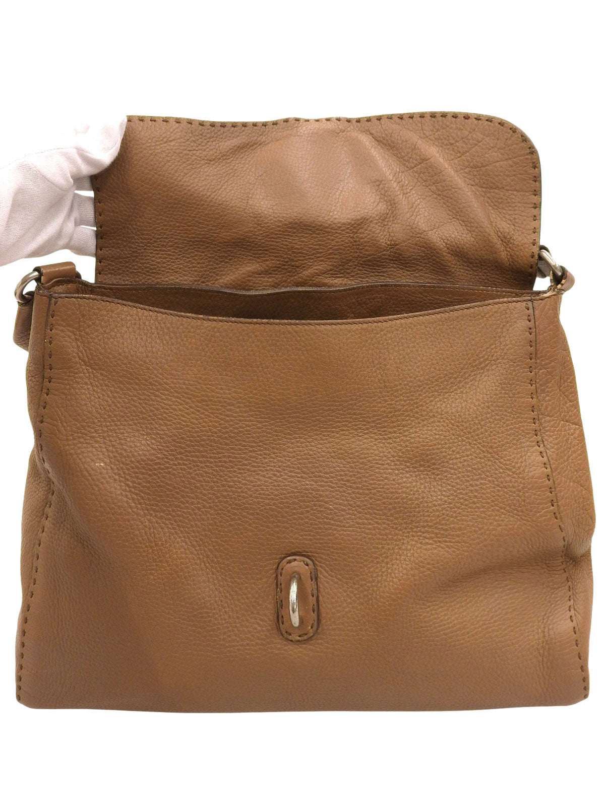 ロゴプレートワンショルダーバッグ ブラウン