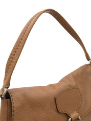 Brown logo plate one-shoulder bag