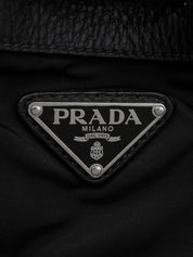 Nylon logo plate handbag in black