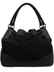 Nylon logo plate handbag in black