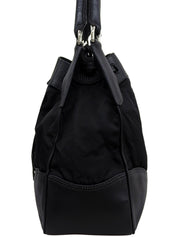 Nylon logo plate handbag in black
