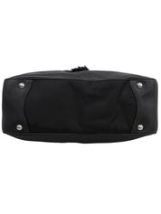 Nylon logo plate handbag in black