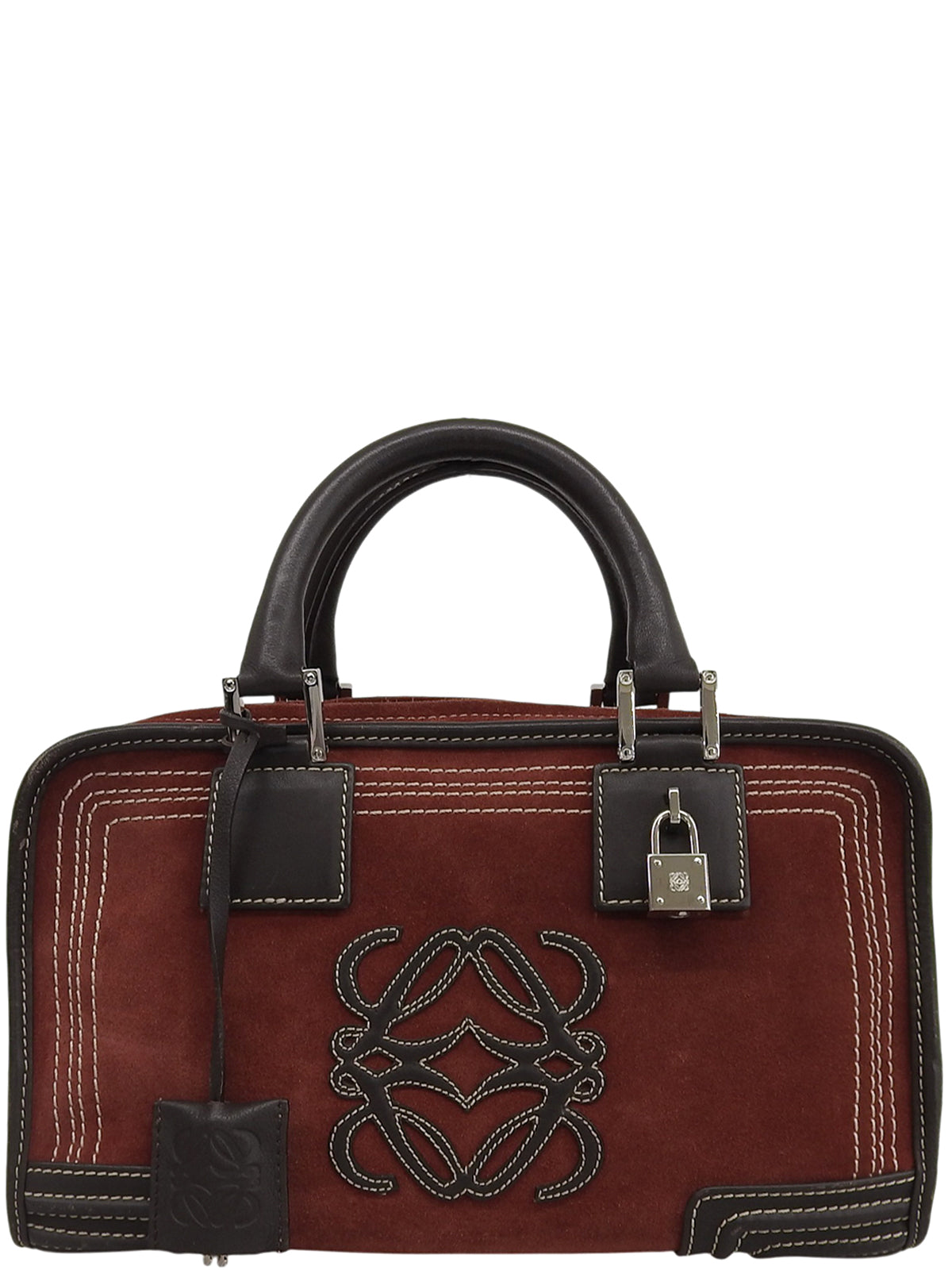 波尔多红/深棕色麂皮Anagram Amazona手提包