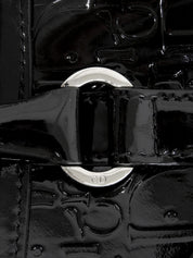 Patent Trotter Pattern Tote Bag in Black