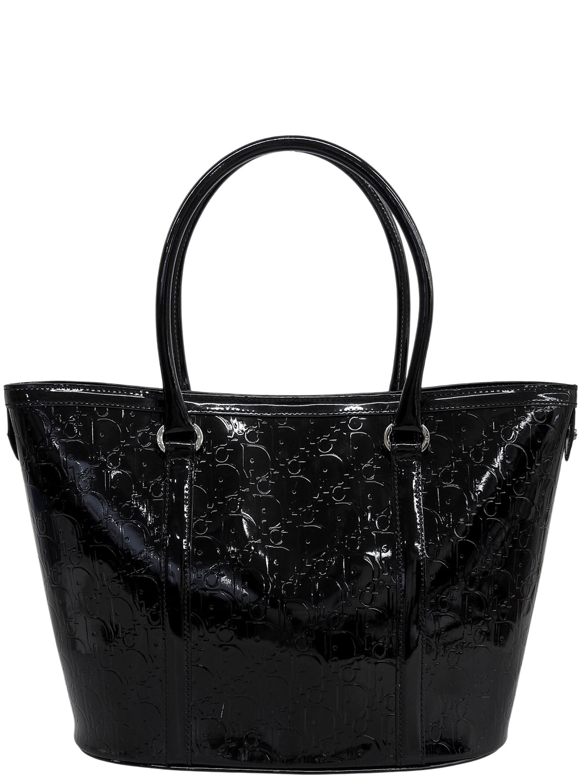 黑色漆皮蹄铁图案手提包