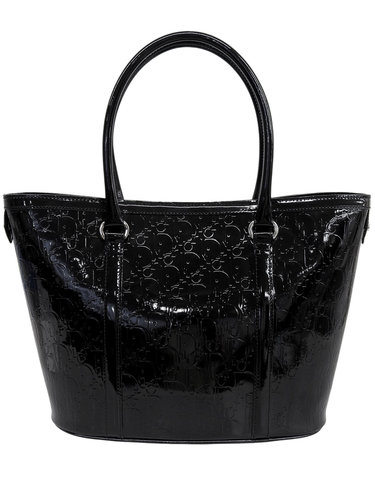 Patent Trotter Pattern Tote Bag in Black