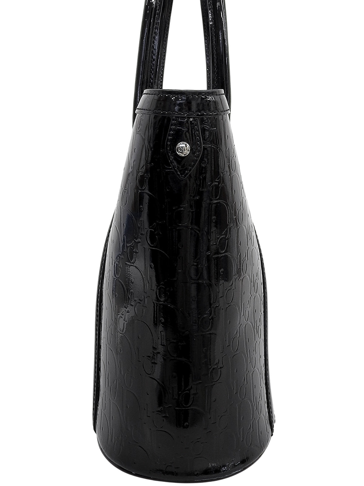 黑色漆皮蹄铁图案手提包