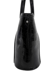 黑色漆皮蹄铁图案手提包