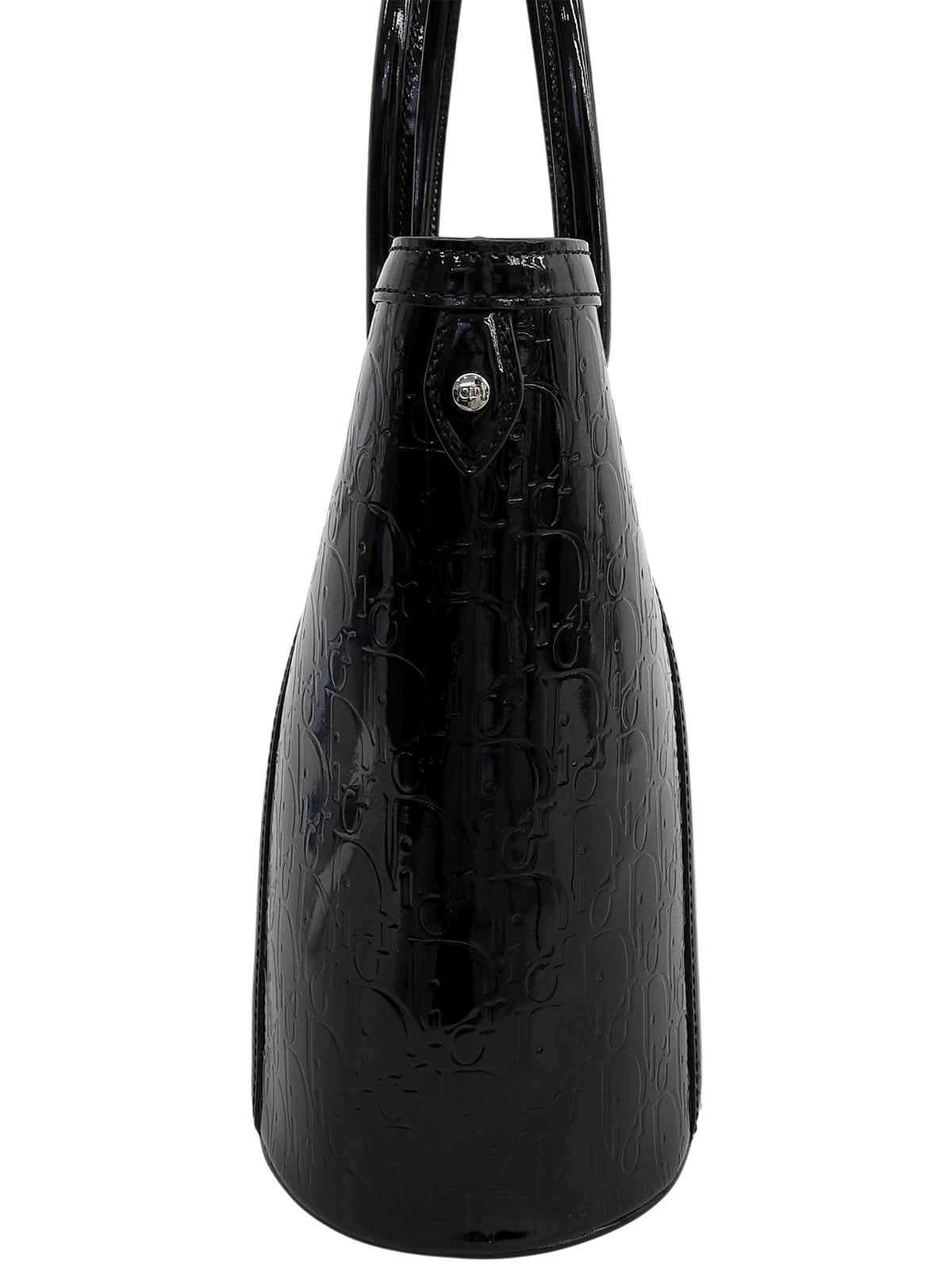 黑色漆皮蹄铁图案手提包