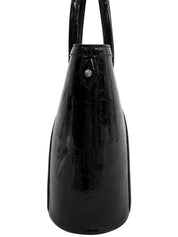 黑色漆皮蹄铁图案手提包