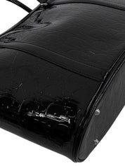 黑色漆皮蹄铁图案手提包