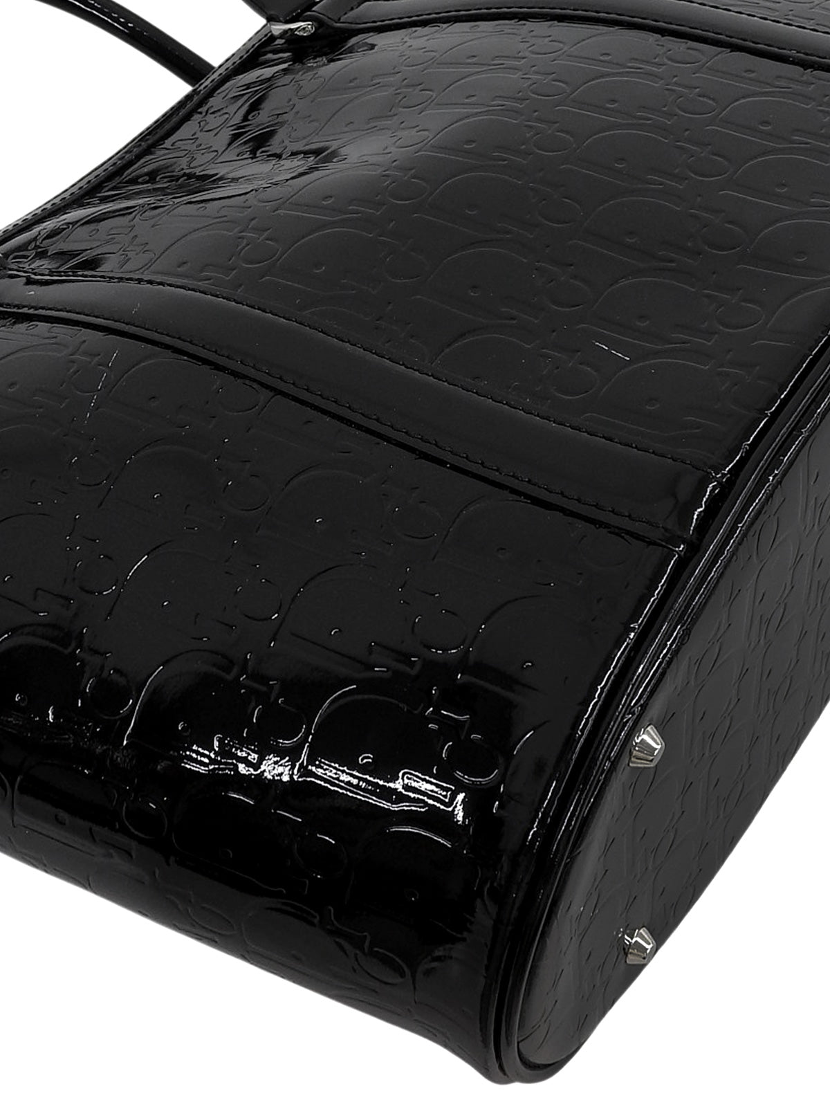 Patent Trotter Pattern Tote Bag in Black