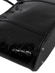 Patent Trotter Pattern Tote Bag in Black