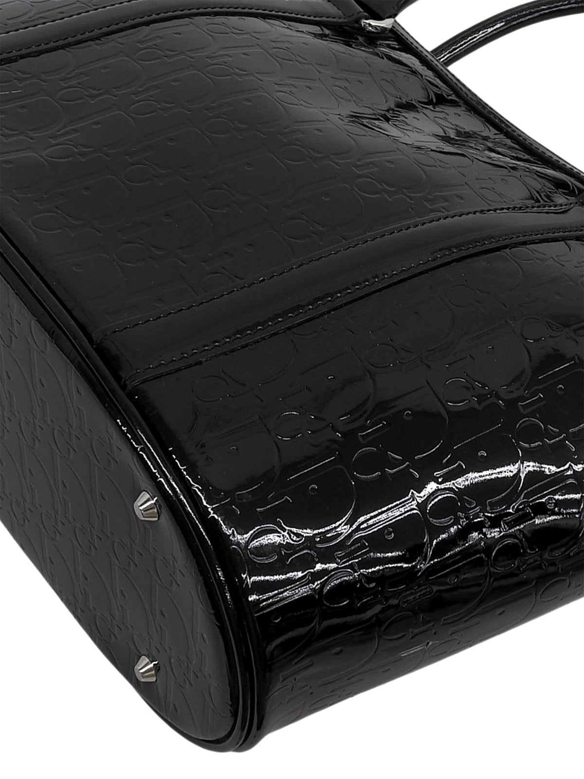 黑色漆皮蹄铁图案手提包