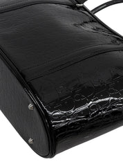 黑色漆皮蹄铁图案手提包